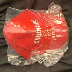 GrubHub Cap Food Delivery Foodie Employee Uniform Hat Red Adjustable (Sealed)